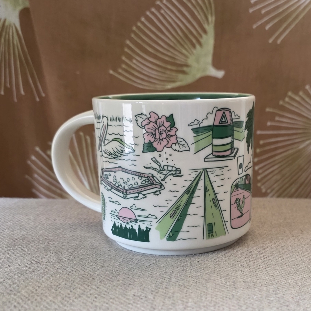 Starbucks Green and Pink Florida Keys Mug